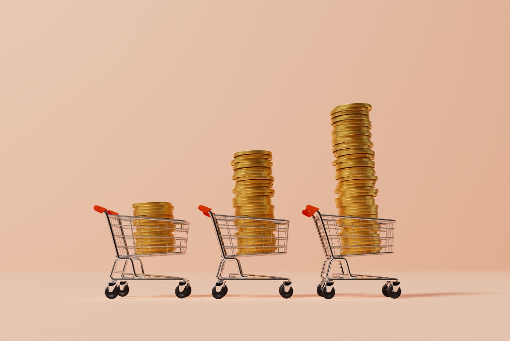 Increasing contract labor spend money in the shopping carts in a line