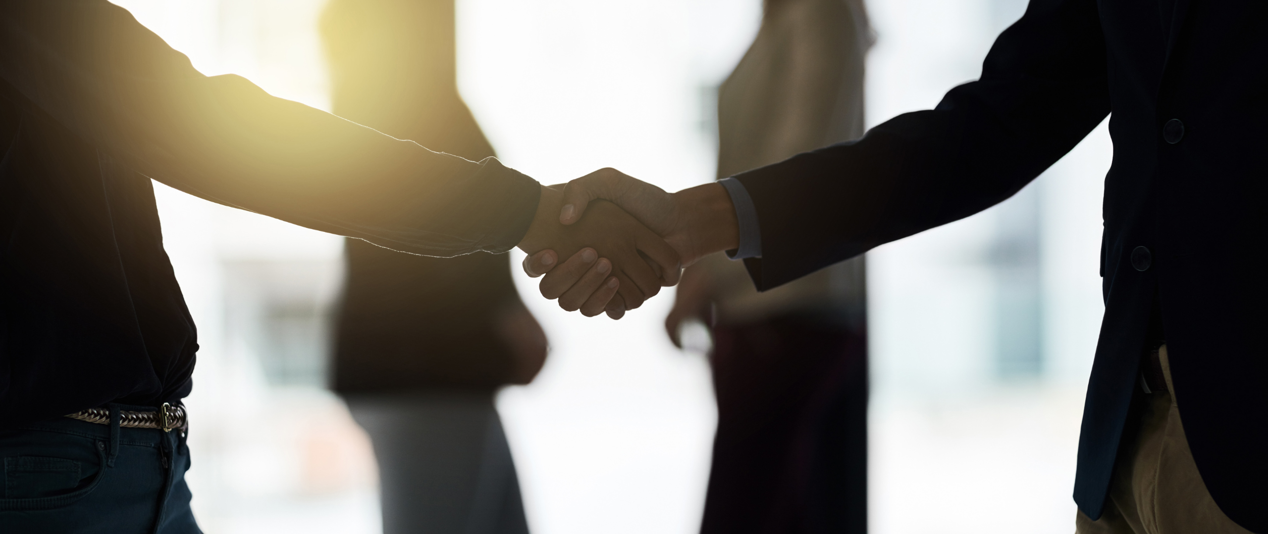 Two business men hands shaking as part of employer of record agreement